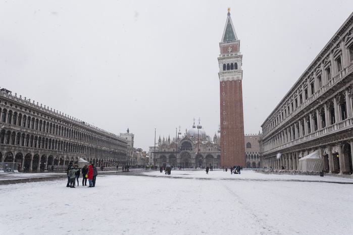 Piazza San Marco, Veneto, Italy St. Mark Square during a snowfall, Venice, Veneto, Italy Photo by Diego Cuzzolin