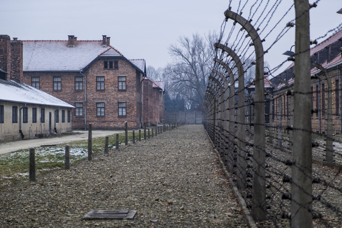 Poland Auschwitz, Oswiecim, Birkenau, Brzezinka, Poland, North East Europe. Electric fence in former Nazi concentration camp. Photo by Salvatore Leanza