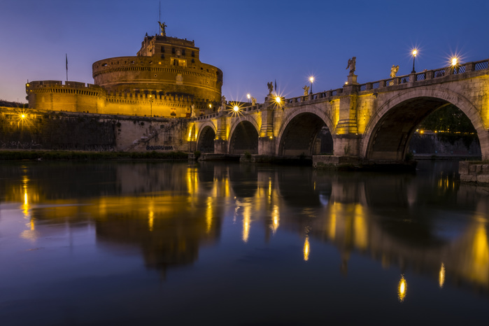 Castel Sant Angelo Rome, Italy Rome, Lazio, Italy, Europe. View of the Ponte Sant Angelo and Castel Sant Angelo. Photo by Salvatore Leanza