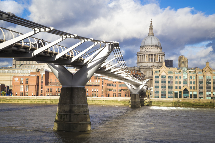 London, United Kingdom St Paul cathedral and the Millennium Bridge. London city, London, United Kingdom. Photo by Stefano Termanini
