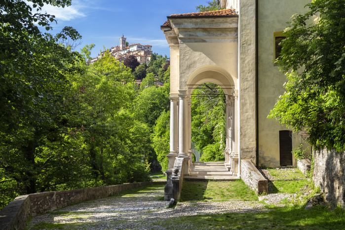 Lombardy, Italy View of the chapels and the sacred way of Sacro Monte di Varese, Unesco World Heritage Site. Sacro Monte di Varese, Varese, Lombardy, Italy. Photo by Mirko Costantini