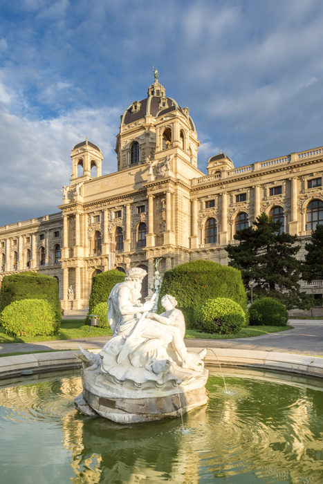 Natural History Museum Vienna, Austria Vienna, Austria, Europe. Tritons and Naiads fountain on the Maria Theresa square with the Natural History Museum in the background Photo by Manfred Kostner