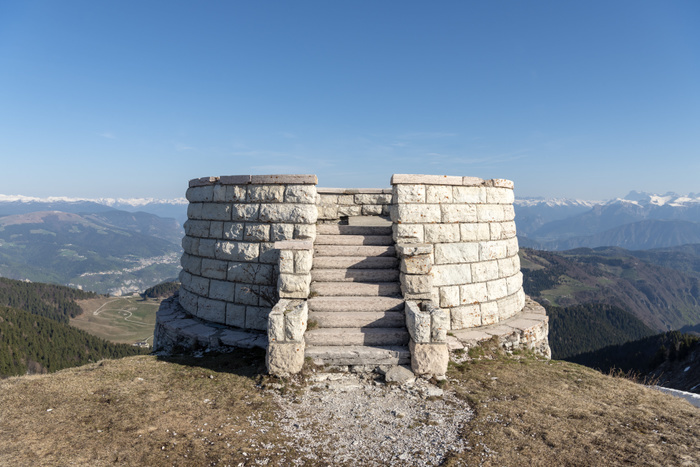 Veneto, Italy Monte Grappa, province of Vicenza, Veneto, Italy, Europe. On the summit of Monte Grappa there is a military memorial monument. Photo by Manfred Kostner
