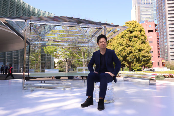 Tokujin Yoshioka displays a glass made tea house April 16, 2019, Tokyo, Japan   Japanese designer Tokujin Yoshioka displays a glass made Japanese style tea house  Kou an  placed at the ground of the National Art Center in Tokyo at a press preview on Tuesday, April 16, 2019. The tea house which was debuted at Venice Biennale art exhibition will be displayed for public from April 17 through May 10.        Photo by Yoshio Tsunoda AFLO 