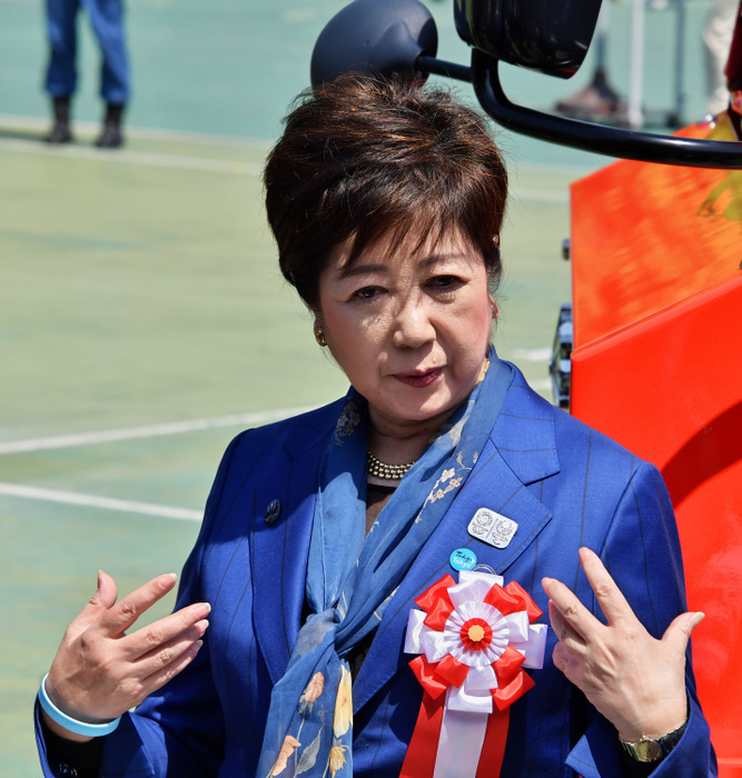 Unified Task Forces of Tokyo Fire Department start operation in Tokyo Tokyo Governor Yuriko Koike answers reporter s question after a start operation ceremony for Unified Task Forces of Tokyo Fire Department at the Fire Academy of Tokyo Fire Department in Tokyo, Japan on April 20. 2019.  Photo by AFLO 