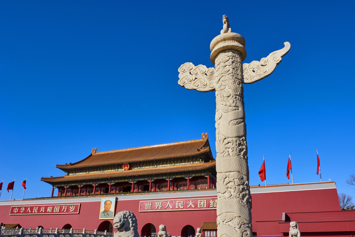 China, Beijing, the Heavenly gate to the Forbidden City, Tiananmen square Tiananmen, or the Gate of Heavenly Peace, Forbidden City, Beijing, China, East Asia, Photo by Bruno Morandi