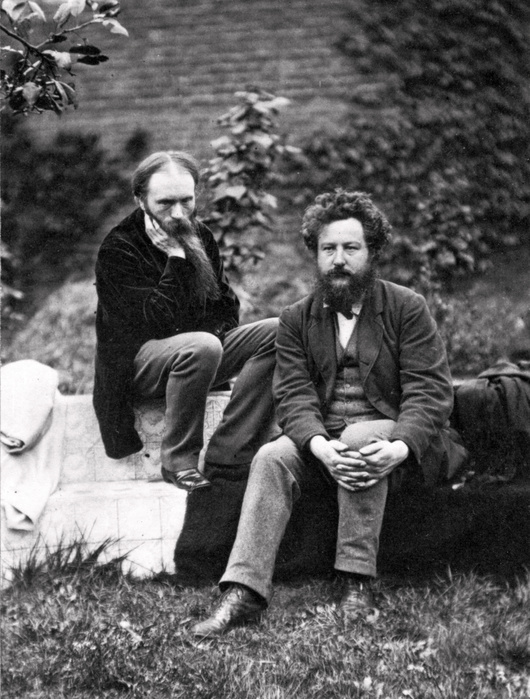 Sir Edward Burne Jones and William Morris, 19th century. Artist: Frederick Hollyer Sir Edward Burne Jones and William Morris, 19th century. Morris  1834 1896  was one of the principal founders of the British Arts and Crafts movement. One of the second wave of Pre Raphaelite painters and initially much influenced by Morris and Dante Gabriel Rossetti, Burne Jones  1833 1898  gave up his plans to enter the priesthood to become a painter in the late 1850s.