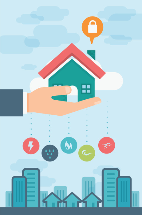 Illustrative image of hand holding house representing home insurance Illustrative image of hand holding house representing home insurance