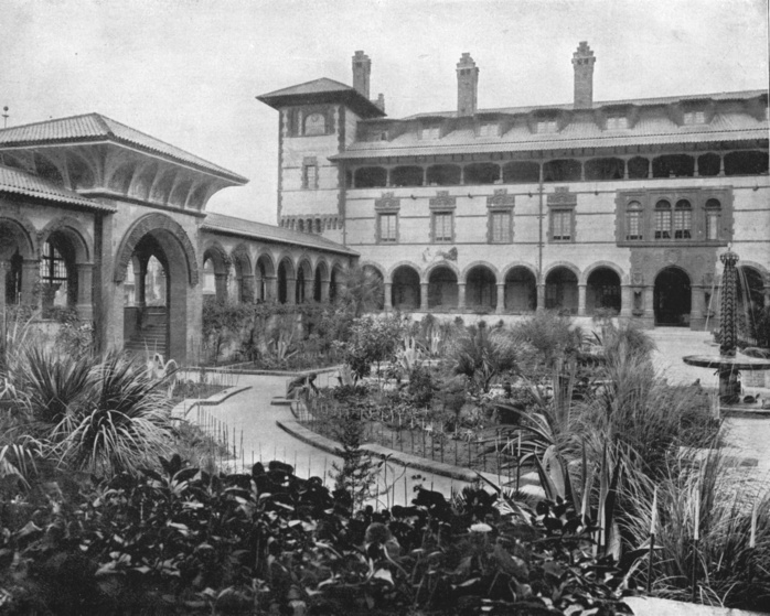 Court of Ponce de Leon, St. Augustine, Florida, USA, c1900. Creator: Unknown. Court of Ponce de Leon, St. Augustine, Florida, USA, c1900. View of the Ponce de Leon Hotel, built by millionaire developer and Standard Oil co founder Henry M Flagler and completed in 1888. It was designed by New York architecture firm Carr  xe8 re  amp  Hastings, their first major project. It is named after Spanish explorer and conquistador Juan Ponce de Le  xf3 n  1474 1521 . From Scenic Marvels of the New World edited by Prof. Geo.R. Cromwell.  C.N.Greig  amp  Co., c1900 