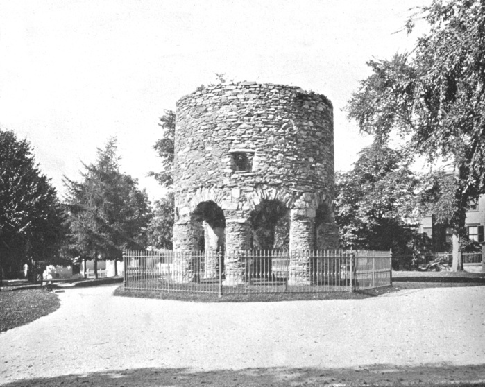 The Old Norse Tower, Newport, Rhode Island, USA, c1900.  Creator: Unknown. The Old Norse Tower, Newport, Rhode Island, USA, c1900. Building previously thought to have been of Viking origin, and therefore evidence of pre Columbian trans oceanic contact. However it has been established that it is in fact the remains of a mid 17th century windmill. From Scenic Marvels of the New World edited by Prof. Geo.R. Cromwell.  C.N.Greig  amp  Co., c1900 