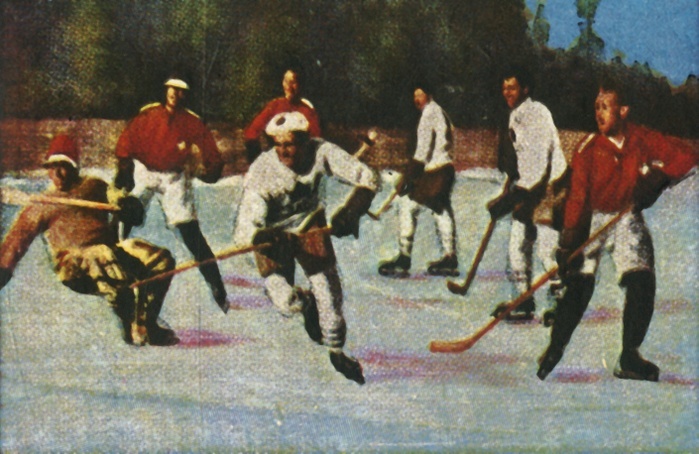 Canadian ice hockey team, 1928. Creator: Unknown. Canadian ice hockey team, 1928. Canada won gold medal at the 1928 Winter Olympics, held at St Moritz in Switzerland. From  quot Die Welt in Bildern quot ,  The World in Pictures , cigarette card album, c1928.  Georg A Jasmatzi, A. G., Dresden, Germany 