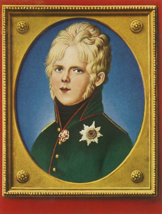  Wilhelm I ,  1933 . Creator: Unknown.  Wilhelm I ,  1933 . Portrait of Wilhelm I when young, as Prince of Prussia  1797 1888 . Kaiser Wilhelm became King of Prussia in 1861 and was proclaimed Emperor of Germany in 1871 after the Franco Prussian War. After a miniature of 1815. From  quot Gestalten Der Weltgeschichte quot , a book of cigarette card portrait miniatures of figures in world history from the last four hundred years.  Germany, 1933 