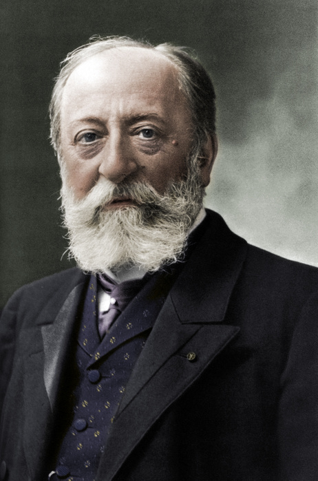Camille Saint Sa ns  year of photography unknown  Camille Saint Saens  1835 1921 , French composer, organist, conductor, and pianist of the Romantic era. A print from Les Musiciens Celebres, Lucien Mazenod, Paris, 1948.  Colorised black and white print .