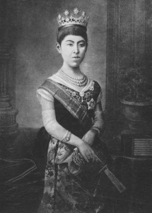 Empress Dowager Shoken  1893   Haruko , c1893. Empress Dowager Shoken  1849 1914 , wife of Emperor Meiji of Japan. From the 2e collection  Felix Potin, c1893 .