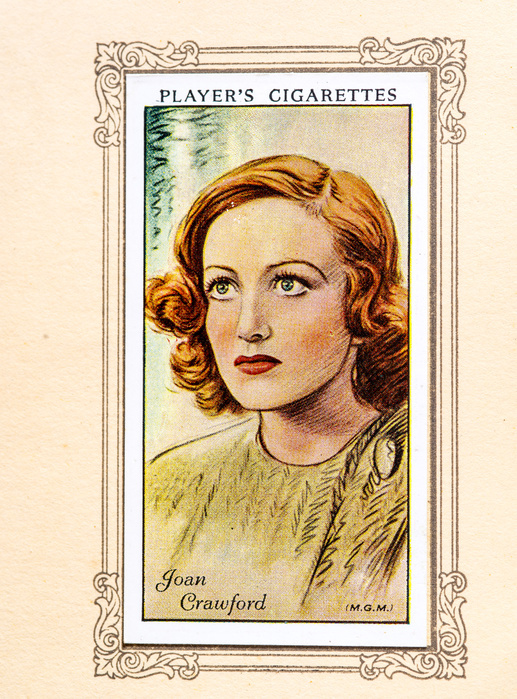 Mustang Collections Joan Crawford, 1934. Joan Crawford  born Lucille Fay LeSueur  March 23, c. 1904   May 10, 1977  was an American film and television actress who began her career as a dancer and stage showgirl. From An Album of Film Stars  Second Series issued by John Player   Sons.  Imperial Tobacco   Co Ltd, 1934 