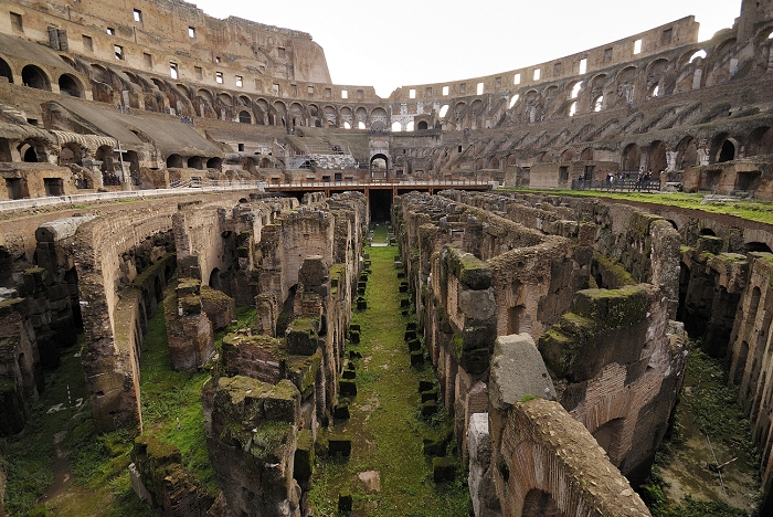 Colosseum, Italy View over the cellar ruins  Hypogeum  of the Colosseum, Rome, Italy