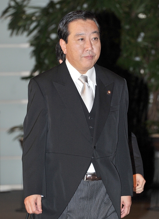 Reshuffled Kan Cabinet Inaugurated Certification Ceremony Concludes at the Imperial Palace September 17, 2010, Tokyo, Japan   Dressed in a formal coat, Finance Minister Yoshihiko Noda arrives at the prime minister s official Dressed in a formal coat, Finance Minister Yoshihiko Noda arrives at the prime minister s official residence following an imperial attestation ceremony at the Imperial Palace in Tokyo on Friday, September 17, 2010.    mis 