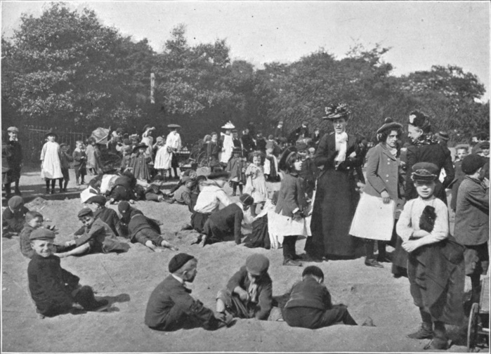 The sandpit, Victoria Park, London, c1900 (1901). Victoria Park in London's East End opened in 1845. From Living London, Vol. 1, edited by George R. Sims. [Cassell and Company, Limited, London, Paris, New York & Melbourne, 1901]