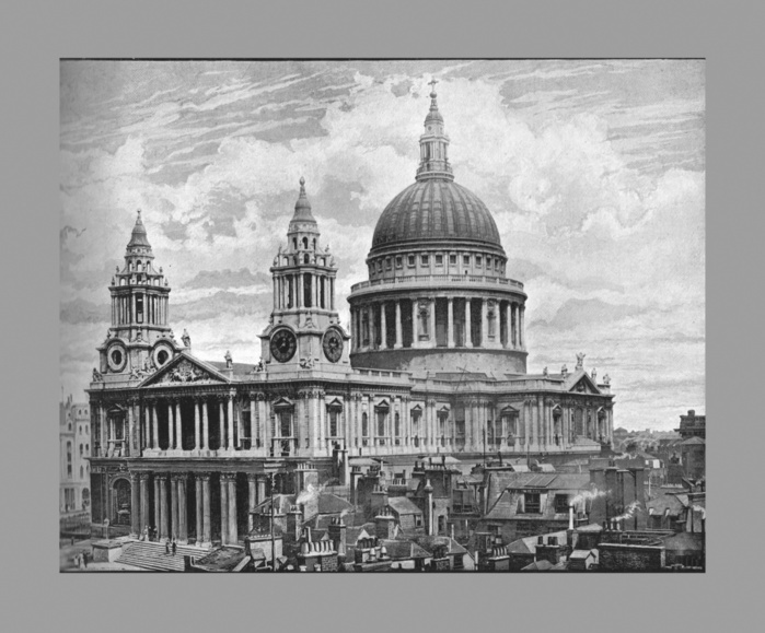 St.Paul's Cathedral, London, c1900. Dating from the late 17th century, designed in the English Baroque style by Sir Christopher Wren. From Sights and Scenes in England and Wales. [Cassell and Company Ltd., c1900]
