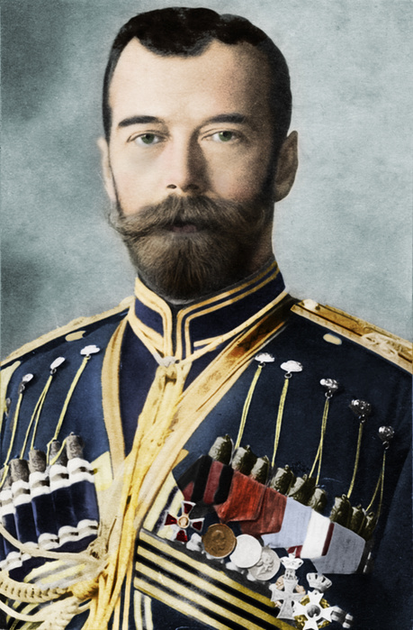 Tsar Nicholas II of Russia, c1900. A portrait of Nicholas II (1868-1918), Emperor of Russia. (Colorised black and white print).