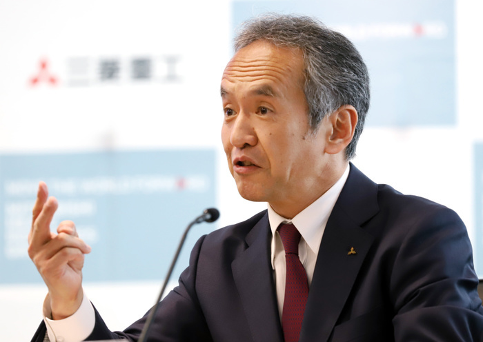 Mitsubishi Heavy Industries president Seiji Izumisawa announced the company s financial result ended March May 9, 2019, Tokyo, Japan   Japan s Mitsubishi Heavy Industries  MHI  president Seiji Izumisawa announces the company s financial result ended March 31 at the MHI headquarters in Tokyo on Thursday, May 9, 2019. MHI posted 101.35 billion yen net profit compared with 7.32 billion yen loss of the previous year, thanks by cost cut.     Photo by Yoshio Tsunoda AFLO 