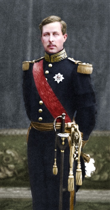 Albert I (1875-1934), King of the Belgians from 1909, in military uniform. Albert I commanded the Belgian army in World War I. He was killed in 1934 in a mountaineering accident in the Ardennes. (Colorised black and white print).