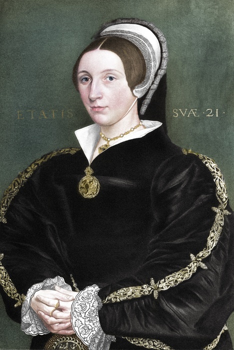 Unknown woman formerly thought to be Catherine Howard (born between 1520 and 1525, died February 13, 1542), 1902. Taken from the book Henry VIII by AF Pollard, 1902. (Colorised black and white print).