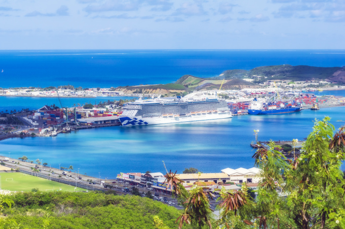 New Caledonia, Noumea, harbour and cruise ship New Caledonia, Noumea, harbour and cruise ship