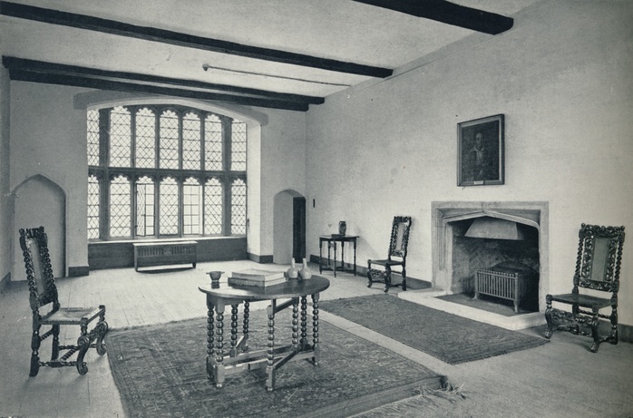 'Jericho, The Upper Room in Lupton's Tower', 1926. Roger Lupton (1456-1539/40) was an English lawyer and cleric who was Provost of Eton College (1503/4-1535). Lupton's Tower, a bell tower built in 1520 by Henry Redman provided extra accommodation for the provost and head of the College. From Eton College by Christopher Hussey. [Country Life, London, 1926]