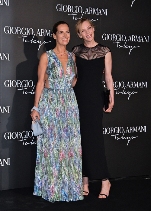  Giorgio Armani 2020 Cruise Collection Show  in Tokyo Actress Uma Thurman R  and Roberta Armani attend the photocall for  Giorgio Armani 2020 Cruise Collection Show  at the Tokyo National Museum in Tokyo, Japan on May 24, 2019.