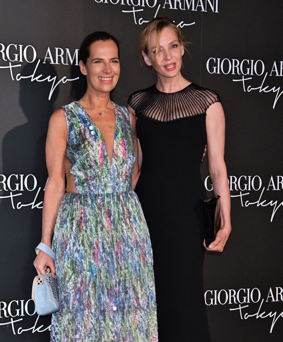  Giorgio Armani 2020 Cruise Collection Show  in Tokyo Actress Uma Thurman R  and Roberta Armani attend the photocall for  Giorgio Armani 2020 Cruise Collection Show  at the Tokyo National Museum in Tokyo, Japan on May 24, 2019.