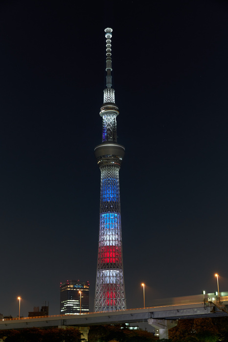 U.S. President Trump visits Japan, Sky Tree to be colored the Stars and Stripes Tokyo Skytree tower is lit up with the colors of the Stars and Stripes as U.S. President Donald Trump begins a four day state visit to Japan on Saturday, May 25, 2019.  Photo by Naoki Morita AFLO 