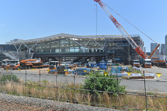 JR Takanawa Gateway Station under construction May 30, 2019, Tokyo, Japan   Construction continues at the site of Japan Railway s new station in Tokyo on Thursday, May 30, 2019. For the first time in more than 40 years, the Yamanote line will get a new station on its loop, named Takanawa Gateway, much to the displeasure of Tokyoites. Natsuki Sakai AFLO  AYF  mis 