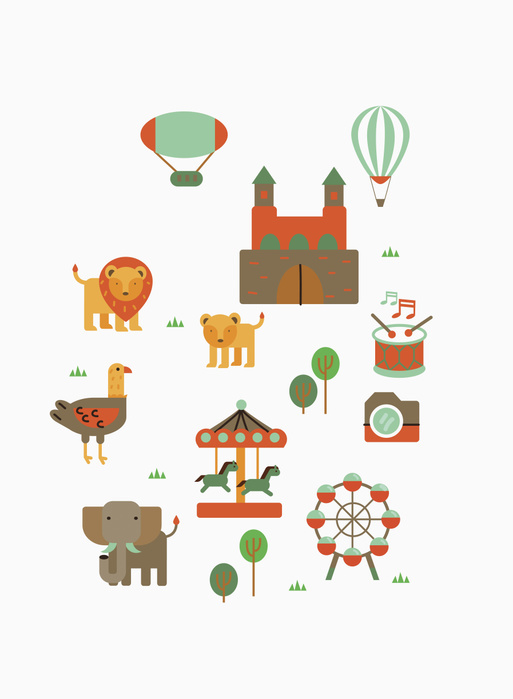 illustration Various icons related to amusement park