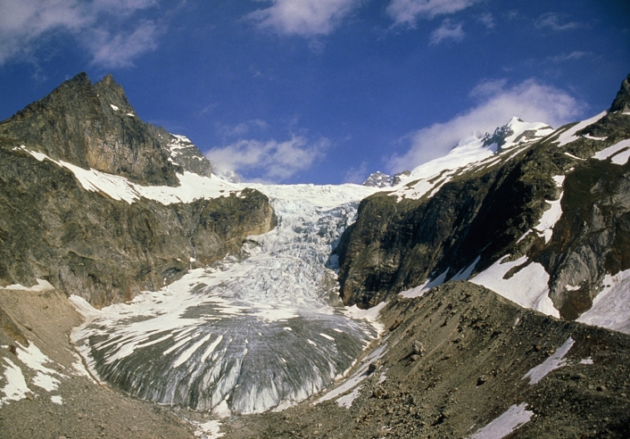 Glacier of Pre de Bar in the Italian alps.