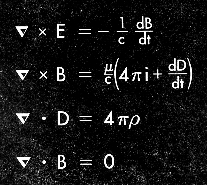Maxwell's equations. Differential equations which relate electric and magnetic fields to charges and currents. These were deduced by the British physicist James Clerk Maxwell in 1902. The equations predict that any change in an electric or magnetic force sends electromagnetic waves spreading through space. This theory was proved by the discovery of radio waves in 1888 by Hertz.