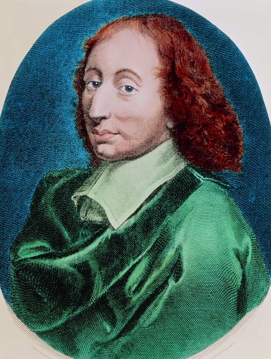 Blaise Pascal  Date unknown  Portrait of the French mathematician, physicist and philosopher Blaise Pascal  1623 1662 . Pascal was educated by his father and showed very early his mathematical talent. In 1640 he published a treatise on conic sections in which he deduced 400 propositions. The most famous was the Pascal s theorem also known as the problem of Pappus. In 1642 Pascal invented the first calculating machine which could add and subtract. His interest in hydrostatics led him to discover Pascal s law which stated that the pressure exerted on a confined fluid is constant in all directions. Together with Fermat he is also considered a pioneer of the theory of probability.