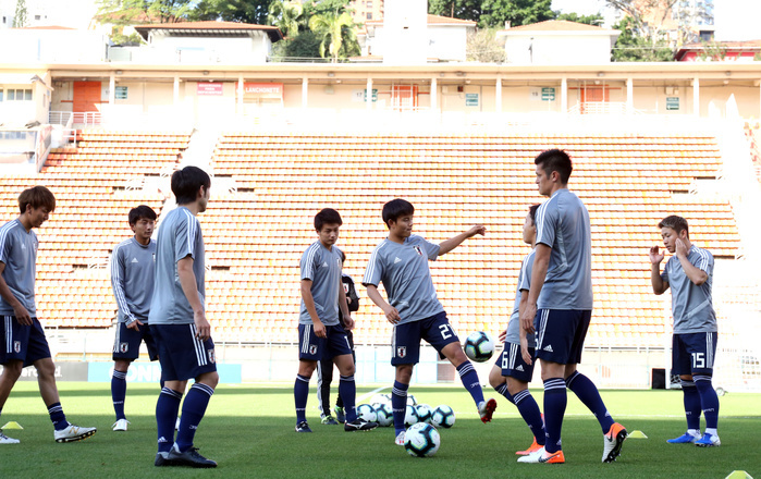 2019 Copa America Japan National Team Practice Takefusa Kubo, Japan national team group  JPN , June 15, 2019   Football   Soccer : Japan National Team Training Session ahead of the Copa America group  stage match against Chile at the Pacaembu stadium, in Sao Paulo, Brazil.