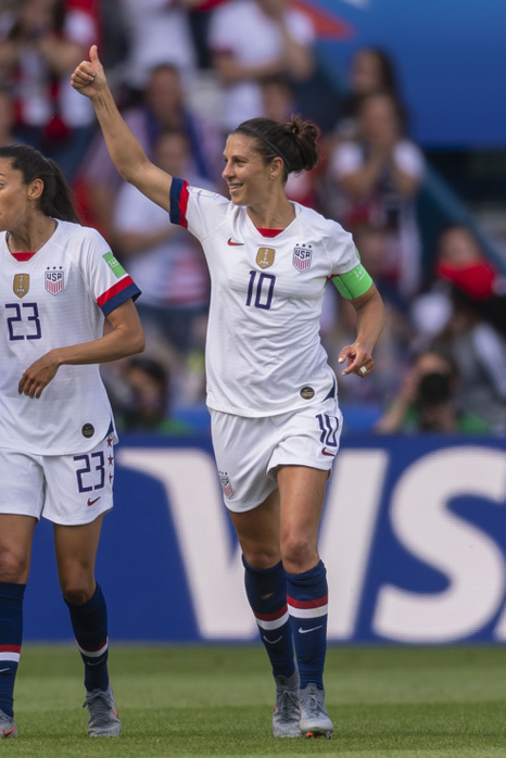 Soccer : Fifa Women s World Cup France 2019 : Usa 3 0 Chile Carli Lloyd  Usa  celebrates after scoring his team s third goal  during the FIFA Women s World Cup France 2019 Group F match between United States 3 0 Chile at Parc des Princes Stadium in Paris, France, June 16, 2019.  Photo by Maurizio Borsari AFLO 