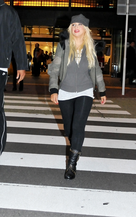 Christina Aguilera, December 4, 2010 : Singer and actress Christina Aguilera arrives at Narita International Airport in Chiba prefecture, Japan, on December 4, 2010.