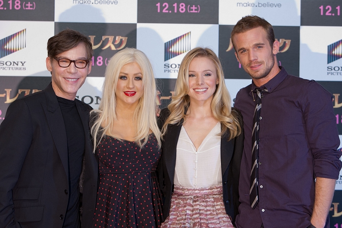 Steve Antin, Christina Aguilera, Kristen Bell and Cam Gigandet , Dec 06, 2010 : - Tokyo, Japan - (L-R) Steve Antin, Christina Aguilera, Kristen Bell and Cam Gigandet attend the press conference for 'Burlesque.' The movie will hit Japanese theaters on Dec. 18th.