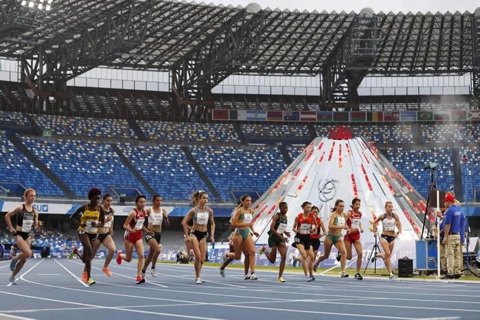 30th Summer Universiade 2019 Napoli Japan s Natsuki Sekiya and Rino Goshima compete during the 30th Summer Universiade Napoli 2019 Athletics Women s 10000m Final at Stadio San Paolo in Naples, Italy, July 8, 2019.  Photo by AFLO SPORT 