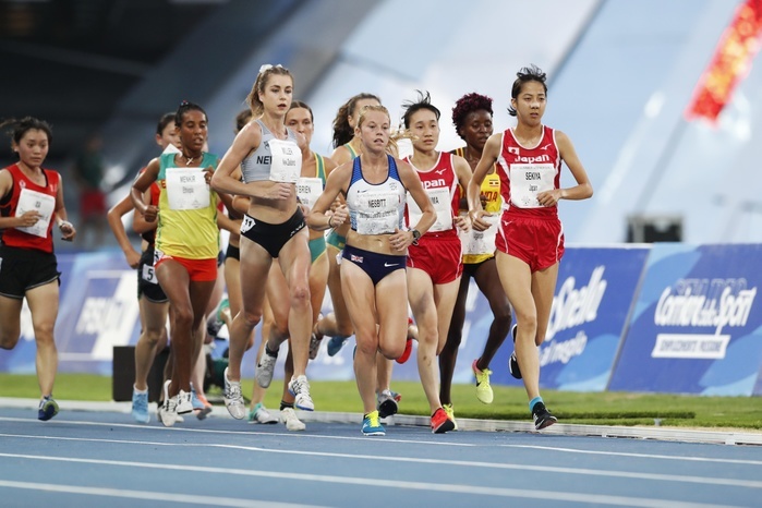 30th Summer Universiade 2019 Napoli Japan s Natsuki Sekiya  R  and Rino Goshima  3R  compete during the 30th Summer Universiade Napoli 2019 Athletics Women s 10000m Final at Stadio San Paolo in Naples, Italy, July 8, 2019.  Photo by AFLO SPORT 