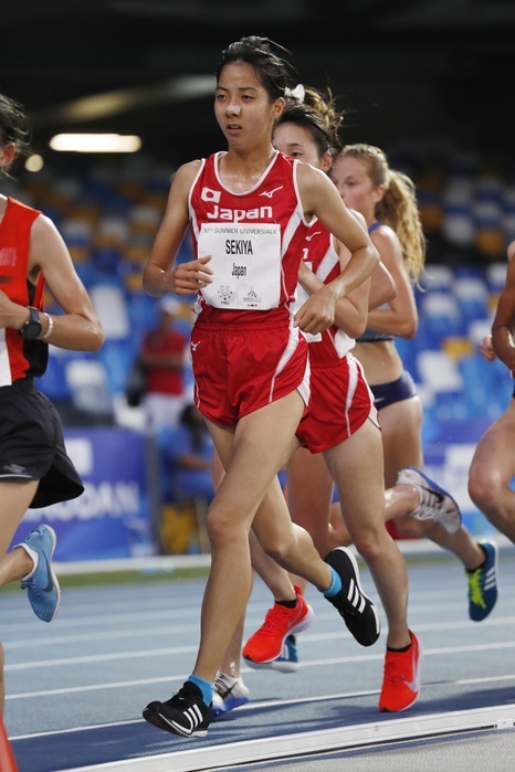 30th Summer Universiade 2019 Napoli Japan s Natsuki Sekiya  L  and Rino Goshima compete during the 30th Summer Universiade Napoli 2019 Athletics Women s 10000m Final at Stadio San Paolo in Naples, Italy, July 8, 2019.  Photo by AFLO SPORT 