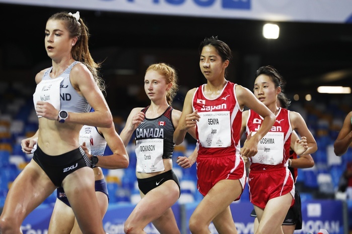 30th Summer Universiade 2019 Napoli Japan s Natsuki Sekiya  2R  and Rino Goshima  R  compete during the 30th Summer Universiade Napoli 2019 Athletics Women s 10000m Final at Stadio San Paolo in Naples, Italy, July 8, 2019.  Photo by AFLO SPORT 