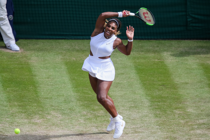 The Championships   Wimbledon 2019  Serena Williams of the United States during the women s singles semi final match of the Wimbledon Lawn Tennis Championships against Barbora Strycova of the Czech Republic at the All England Lawn Tennis and Croquet Club in London, England on July 11, 2019.  Photo by AFLO  