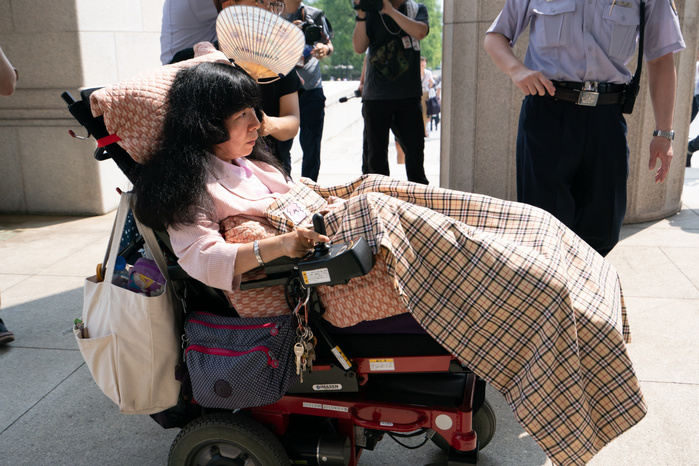 199th Extraordinary Diet session begins in Japan Wheelchair bound Japanese lawmaker Eiko Kimura arrives at the Houses of Parliament in Tokyo, Japan on August 1, 2019.  Photo by Motoo Naka AFLO 