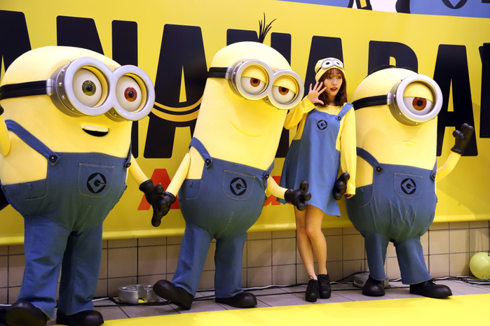 Japanese model Nozomi Maeda attends a banana promotion event Minion Banana Day August 7, 2019, Tokyo, Japan   Japanese model Nozomi Maeda in costumes smiles with movie characters Minions as she attends a banana promotion event Minion Banana Day in Tokyo on Wednesday, August 7, 2019. Japan Banana Imports Association offered bananas free for the visitors to promote imported bananas.     Photo by Yoshio Tsunoda AFLO