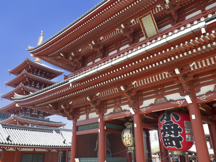 Sensoji Temple, Hozomon Gate and five-story pagoda
