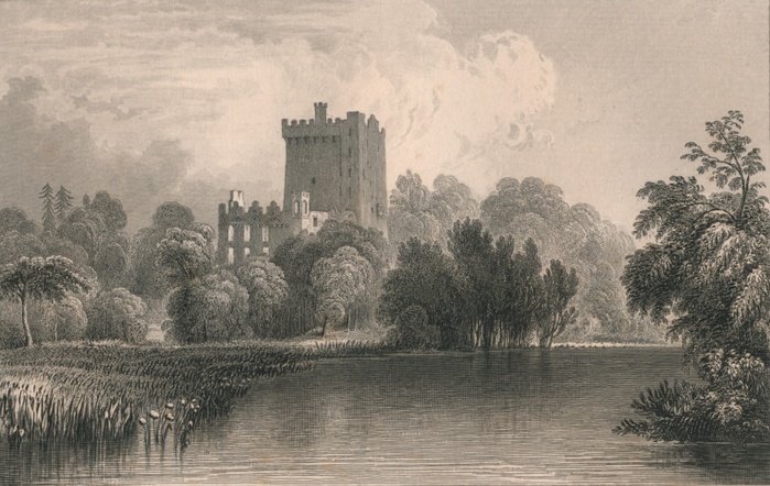 Blarney Castle, Co. Cork , 1831. Creator: Thomas Dixon.  Blarney Castle, Co. Cork , 1831. View of Blarney Castle in County Cork, Ireland. The castle is the home of the  Blarney Stone , believed to bestow the gift of eloquence when kissed. The original castle dated from before 1200 but was destroyed in 1446. It was rebuilt by Cormac MacCarthy, King of Munster.  Fisher, Son  Co London, 1831 